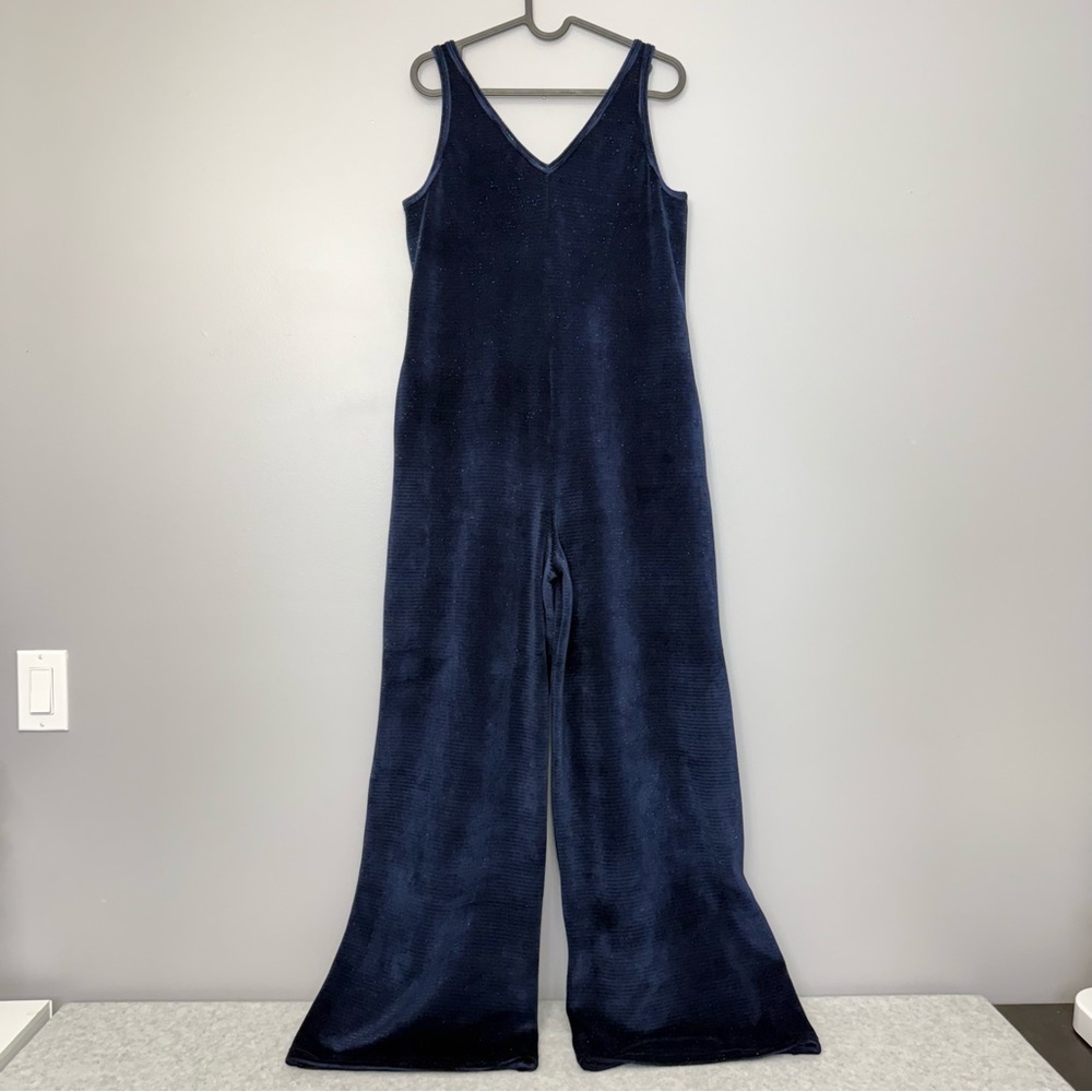 SMASH + TESS Tuesday Wide Leg Velvet Romper in Sparkle Navy size Small - Picture 4 of 14